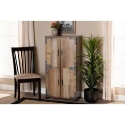 4 Door Cyrille Wood Shoe Cabinet Brown - Baxton Studio -Home Furniture Shop-Baxton Studio GUEST 20c29cb9 d15a 4b26 8801 8e990f1a1fc8