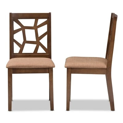 Set Of 2 Abilene Midcentury Fabric Upholstered And Walnut Finished Dining Chairs Brown - Baxton Studio 4 Set Of 2 Abilene Midcentury Fabric Upholstered And Walnut Finished Dining Chairs Brown - Baxton Studio - Image 2