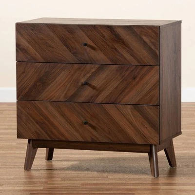 Hartman Wood 3 Drawer Storage Chest Walnut Brown - Baxton Studio 10 Hartman Wood 3 Drawer Storage Chest Walnut Brown - Baxton Studio - Image 8