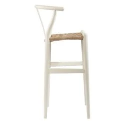 Mid-Century Modern Wishbone Barstool Wood White - Baxton Studio