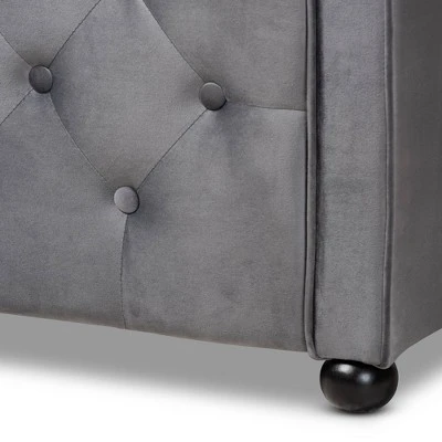 Freda Velvet Fabric Upholstered Button Tufted Daybed - Baxton Studio 6 Freda Velvet Fabric Upholstered Button Tufted Daybed - Baxton Studio - Image 4