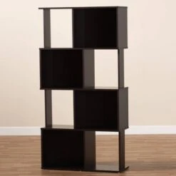 61.42" Riva Geometric Wood Bookshelf Dark Brown - Baxton Studio 10 61.42" Riva Geometric Wood Bookshelf Dark Brown - Baxton Studio -Home Furniture Shop-Baxton Studio GUEST 214bc967 69ee 4360 bd76 0a5f5597dc21