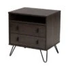 Glover Wood And Metal 2 Drawer Nightstand Brown/Gold - Baxton Studio