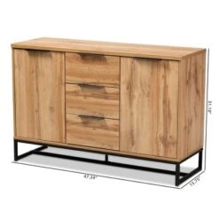 Reid Wood & Metal 3 Drawer Sideboard Buffet Oak/Black - Baxton Studio -Home Furniture Shop-Baxton Studio GUEST 21b092a8 605d 4e59 b306 952bf3582431