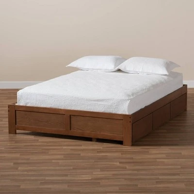 Wren 3 Drawer Storage Bed Frame Walnut - Baxton Studio 11 Wren 3 Drawer Storage Bed Frame Walnut - Baxton Studio - Image 9
