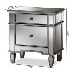 Sussie Hollywood Regency Glamour Style Mirrored 2 - Drawer Nightstand - Baxton Studio -Home Furniture Shop-Baxton Studio GUEST 22bee592 762b 48fd bcb7 d41cf30c7a94