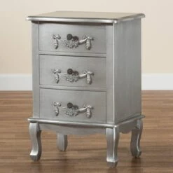 Callen Brushed Wood 3 Drawer Nightstand Silver - Baxton Studio 18 Callen Brushed Wood 3 Drawer Nightstand Silver - Baxton Studio -Home Furniture Shop-Baxton Studio GUEST 22c80072 56f6 4c56 a076 120ce3ae7da6