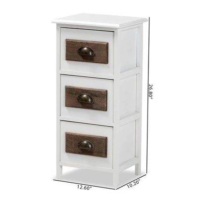 Fanning Two-Tone Wood 3 Drawer Storage Unit White/Brown - Baxton Studio 10 Fanning Two-Tone Wood 3 Drawer Storage Unit White/Brown - Baxton Studio - Image 8