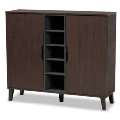 2 Door Idina Mid-Century Wood Shoe Cabinet - Baxton Studio -Home Furniture Shop-Baxton Studio GUEST 231289ac c01e 4769 b1d0 f3fe676929c3