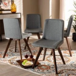 Set Of 4 Pernille Fabric Upholstered Walnut Finished Dining Chairs Gray/Walnut - Baxton Studio -Home Furniture Shop-Baxton Studio GUEST 241dbba0 ab8e 4bc5 950b 9813e998db5b
