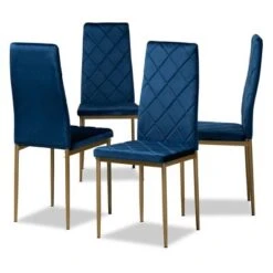4pc Blaise Velvet Fabric Upholstered And Metal Dining Chair Set - Baxton Studio -Home Furniture Shop-Baxton Studio GUEST 24667ccc 70ef 4eda 9f2f 5aa0c7f51105