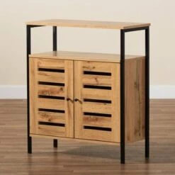 Vander Wood And Metal 2 Door Shoe Cabinet Oak Brown/Black - Baxton Studio 20 Vander Wood And Metal 2 Door Shoe Cabinet Oak Brown/Black - Baxton Studio -Home Furniture Shop-Baxton Studio GUEST 24aafabd 9de9 4a11 b17b 677792f7fe5b
