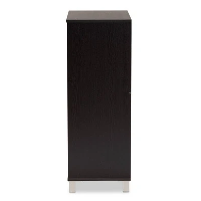 2 Door Ernest Brown Wood Shoe Storage Cabinet Dark Brown - Baxton Studio 5 2 Door Ernest Brown Wood Shoe Storage Cabinet Dark Brown - Baxton Studio - Image 3