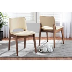 2pc Afton Faux Leather Upholstered And Wood Dining Chair Set - Baxton Studio -Home Furniture Shop-Baxton Studio GUEST 24c3eccd 2a9b 4d01 a586 860e1055bfee