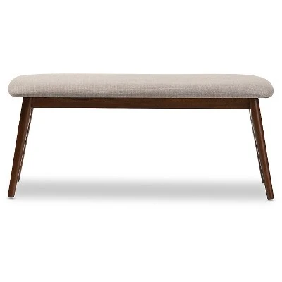 Flora Mid-Century Modern Light Gray Fabric & Oak Medium Brown Finishing Wood Dining Bench - Baxton Studio 3 Flora Mid-Century Modern Light Gray Fabric & Oak Medium Brown Finishing Wood Dining Bench - Baxton Studio
