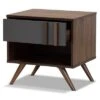 1 Drawer Naoki Two-Tone Wood Nightstand Gray/Walnut - Baxton Studio