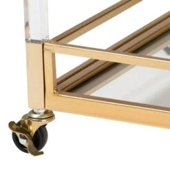 Savannah Metal And Glass Wine Cart Gold/Clear - Baxton Studio -Home Furniture Shop-Baxton Studio GUEST 258654ba 7fca 4560 8efe 92bcc4743b5a