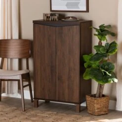 Talon Two-Tone Wood 2 Door Shoe Storage Cabinet Walnut Brown/Dark Gray - Baxton Studio 19 Talon Two-Tone Wood 2 Door Shoe Storage Cabinet Walnut Brown/Dark Gray - Baxton Studio -Home Furniture Shop-Baxton Studio GUEST 25c31e91 fe1f 4aba 9c74 f536e5d3a454