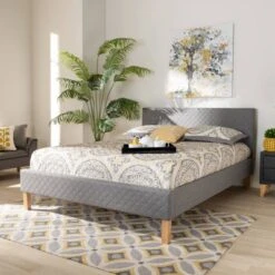 King Aneta Platform Bed Gray - Baxton Studio -Home Furniture Shop-Baxton Studio GUEST 26345312 4633 4fbd 9cd1 b75f5258376c