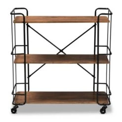 Neal Metal And Wood Kitchen Serving Cart Walnut/Black - Baxton Studio