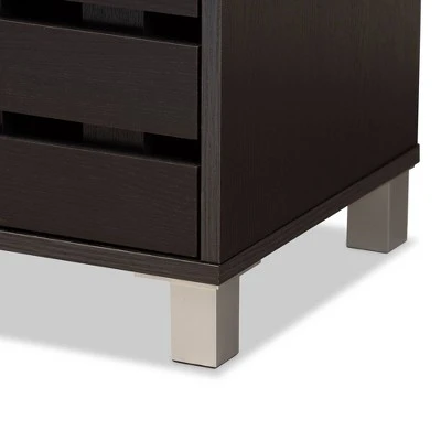 2 Door Ernest Brown Wood Shoe Storage Cabinet Dark Brown - Baxton Studio 7 2 Door Ernest Brown Wood Shoe Storage Cabinet Dark Brown - Baxton Studio - Image 5