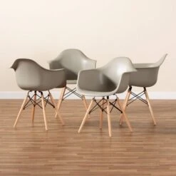 4pc Galen Plastic And Wood Dining Chair Set - Baxton Studio -Home Furniture Shop-Baxton Studio GUEST 271077b2 6f1c 41d7 a05f 75a0b4c0d47e