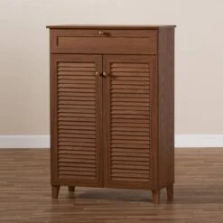 Shelf Wood Shoe Storage Cabinet With Drawer Coolidge Brown - Baxton Studio -Home Furniture Shop-Baxton Studio GUEST 2769d8ae ebcc 4abc a649 a4daa63a4974