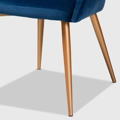 Vianne Velvet Upholstered Metal Dining Chair Navy Blue/Gold - Baxton Studio 7 Vianne Velvet Upholstered Metal Dining Chair Navy Blue/Gold - Baxton Studio - Image 5