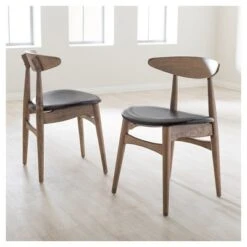 Set Of 2 Edna Mid-Century Modern French Black Faux Leather & Oak Light Brown Finishing Wood Dining Chairs - Baxton Studio 9 Set Of 2 Edna Mid-Century Modern French Black Faux Leather & Oak Light Brown Finishing Wood Dining Chairs - Baxton Studio -Home Furniture Shop-Baxton Studio GUEST 2a02ee38 8310 48ab b5a7 067a4679fe54
