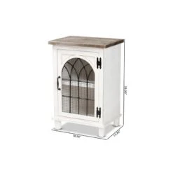 Faron Wood 1 Door Nightstand White/Oak Brown - Baxton Studio -Home Furniture Shop-Baxton Studio GUEST 2a70ced8 8af7 488b 82e2 d96871a9fdd5