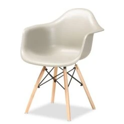 4pc Galen Plastic And Wood Dining Chair Set - Baxton Studio