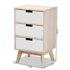Halian Two-Tone Wood 3 Drawer Nightstand White/Light Brown - Baxton Studio -Home Furniture Shop-Baxton Studio GUEST 2ca0c780 89e7 44a4 9866 20b7869abb88