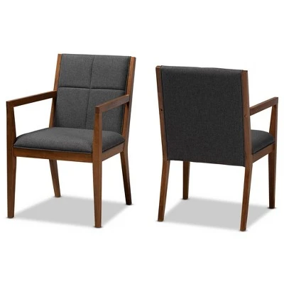 Set Of 2 Theresa Fabric Upholstered Wood Living Room Accent Chair - Baxton Studio 11 Set Of 2 Theresa Fabric Upholstered Wood Living Room Accent Chair - Baxton Studio - Image 9