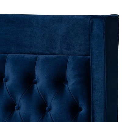 Valery Velvet Platform Bed With Gold - Finished Legs - Baxton Studio 5 Valery Velvet Platform Bed With Gold - Finished Legs - Baxton Studio - Image 3