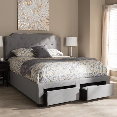 Aubrianne Modern And Contemporary Fabric Upholstered Storage Bed Gray - Baxton Studio 3 Aubrianne Modern And Contemporary Fabric Upholstered Storage Bed Gray - Baxton Studio