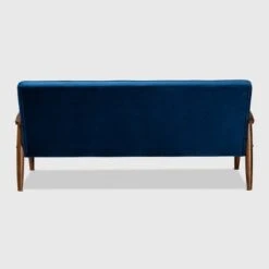 Sorrento Velvet Upholstered Wooden 3 Seater Sofa Navy Blue/Brown - Baxton Studio -Home Furniture Shop-Baxton Studio GUEST 2d58ab20 d8a2 4a0d 84d5 081406871841
