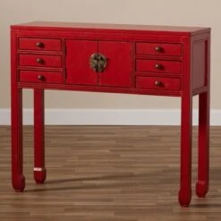 Melodie 6 Drawer Console Table Red - Baxton Studio -Home Furniture Shop-Baxton Studio GUEST 2d9bdff3 998c 4a15 b151 61b7ac3cff3b