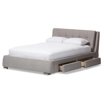 King Camile Modern And Contemporary Fabric Upholstered 4 Drawer Storage Platform Bed Gray - Baxton Studio 3 King Camile Modern And Contemporary Fabric Upholstered 4 Drawer Storage Platform Bed Gray - Baxton Studio