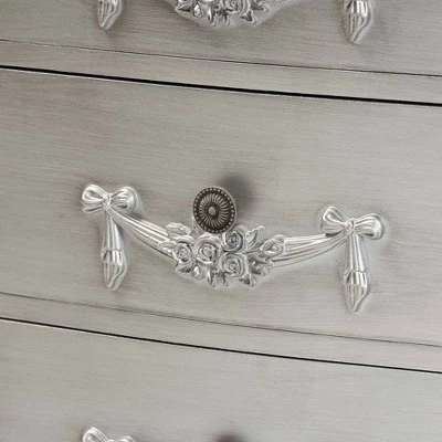 Callen Brushed Wood 3 Drawer Nightstand Silver - Baxton Studio 7 Callen Brushed Wood 3 Drawer Nightstand Silver - Baxton Studio - Image 5