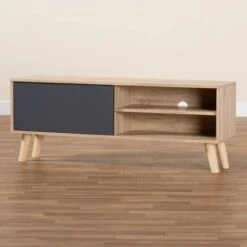 Mallory Two-Toned Oak Wood TV Stand For TVs Up To 55" Oak/Gray - Baxton Studio 13 Mallory Two-Toned Oak Wood TV Stand For TVs Up To 55" Oak/Gray - Baxton Studio -Home Furniture Shop-Baxton Studio GUEST 2e7d610a 28bd 46d9 a6ac 7abe15da2f65