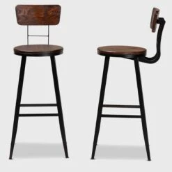 Set Of 2 Kenna Wood And Metal Finished Metal Barstools Brown/Black - Baxton Studio 9 Set Of 2 Kenna Wood And Metal Finished Metal Barstools Brown/Black - Baxton Studio -Home Furniture Shop-Baxton Studio GUEST 2e9c7c2b 3a6b 4607 a3ac 078f1b7005ab