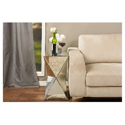 Rebecca Contemporary Multi-Faceted Mirrored Side Table - Baxton Studio 4 Rebecca Contemporary Multi-Faceted Mirrored Side Table - Baxton Studio - Image 2