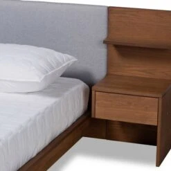 Queen Sami Light Fabric Upholstered And Wood Bed With Built In Nightstands Gray/Brown - Baxton Studio 15 Queen Sami Light Fabric Upholstered And Wood Bed With Built In Nightstands Gray/Brown - Baxton Studio -Home Furniture Shop-Baxton Studio GUEST 2efcb05b af6b 429a b5b0 d58a43c06377