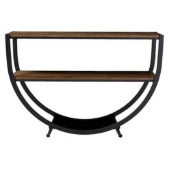 Blakes Rustic Industrial Style Textured Finish Metal Distressed Wood Console Table - Antique Black - Baxton Studio