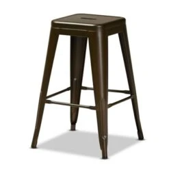 4pc Horton Gunmetal Metal Stackable Counter Stool Set Gray - Baxton Studio