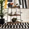 Small Bernard Rustic Industrial Metal And Wood 3 Tier Mobile Wine Bar Cart Black/Walnut - Baxton Studio