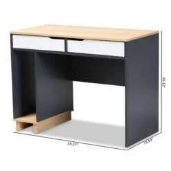 Reed 2 Drawer Wood Computer Desk - Gray/White - Baxton Studio -Home Furniture Shop-Baxton Studio GUEST 3196d1c5 6531 4f51 b1de 83a1acb37c90