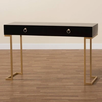 Beagan Wood And Metal 2 Drawer Console Table Black/Gold - Baxton Studio 10 Beagan Wood And Metal 2 Drawer Console Table Black/Gold - Baxton Studio - Image 8