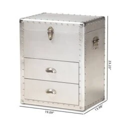 Serge Metal 2 Drawer Accent Storage Chest Silver - Baxton Studio -Home Furniture Shop-Baxton Studio GUEST 324a2209 75a5 4edb a1ee 01ba51d64420