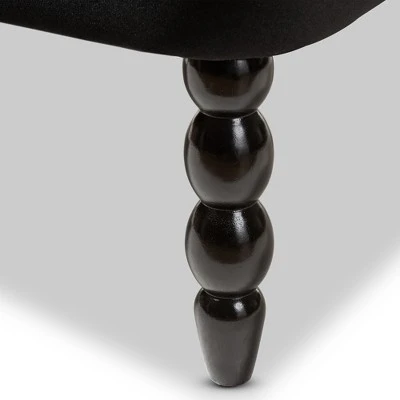 Flax Victorian Style Contemporary Velvet Fabric Upholstered 2 Seater Loveseat Black - Baxton Studio 9 Flax Victorian Style Contemporary Velvet Fabric Upholstered 2 Seater Loveseat Black - Baxton Studio - Image 7